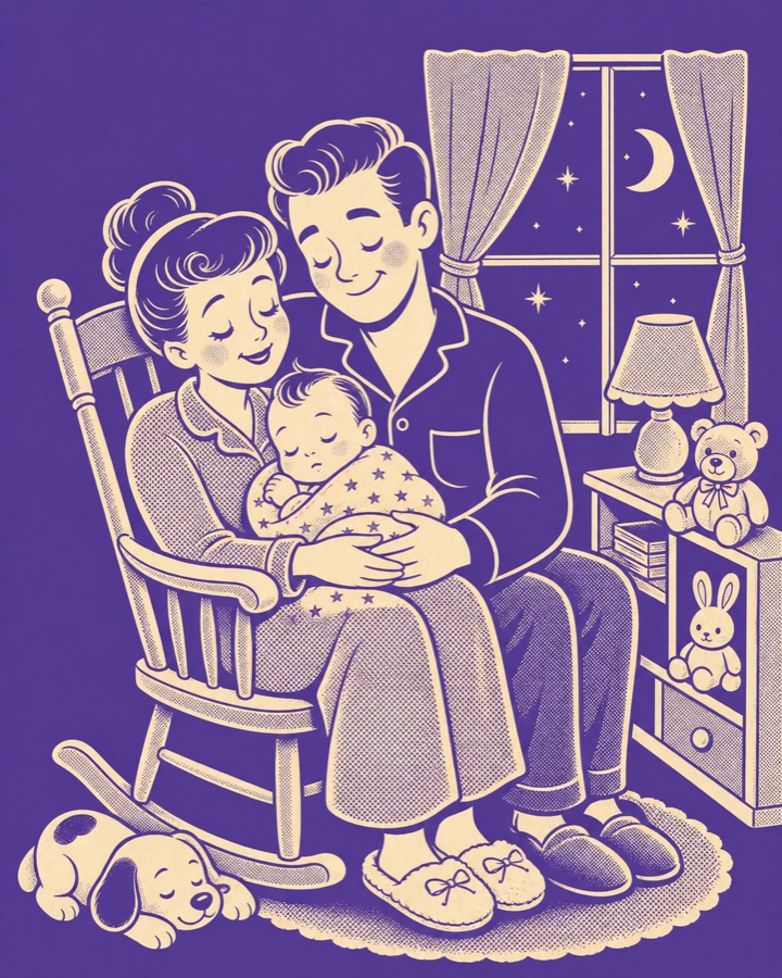 Ilustración retro del curso de sueño y rutinas